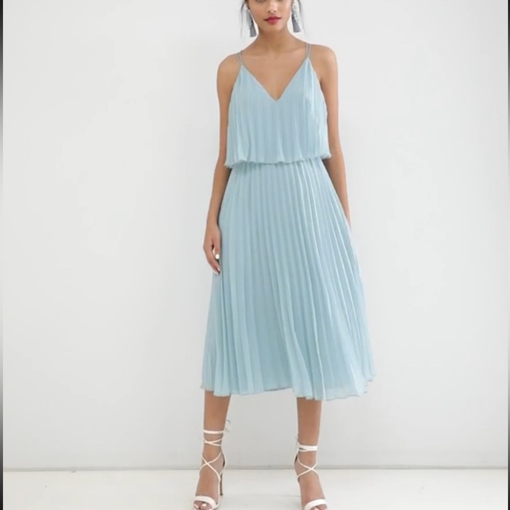 ASOS Design Pleated Crop Top Midi Dress - Picture 2 of 11